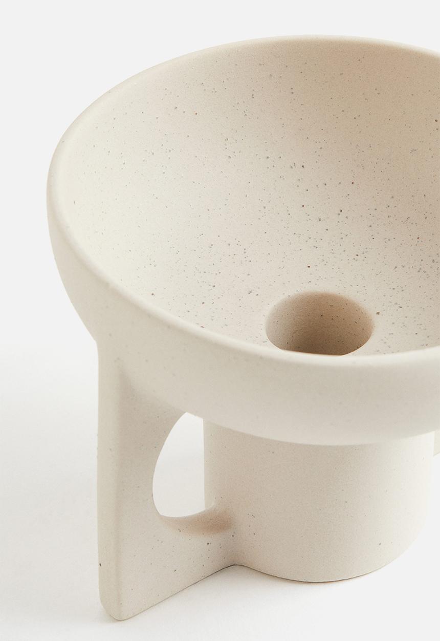 H&M - Stoneware candle holder - white