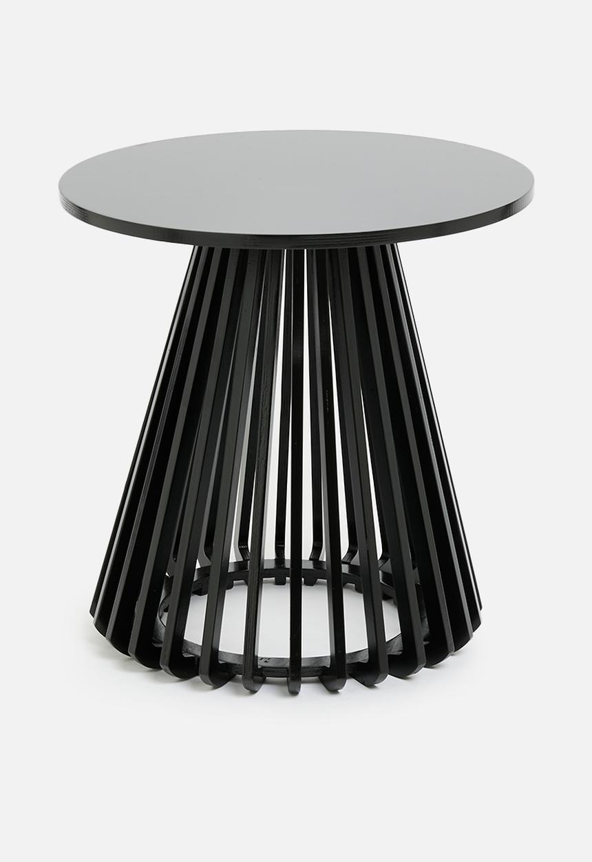 Native Decor - Birch ribbed side table - black