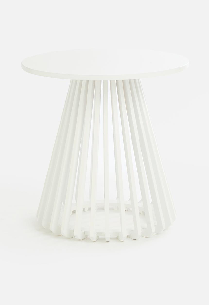 Native Decor - Birch ribbed side table - white
