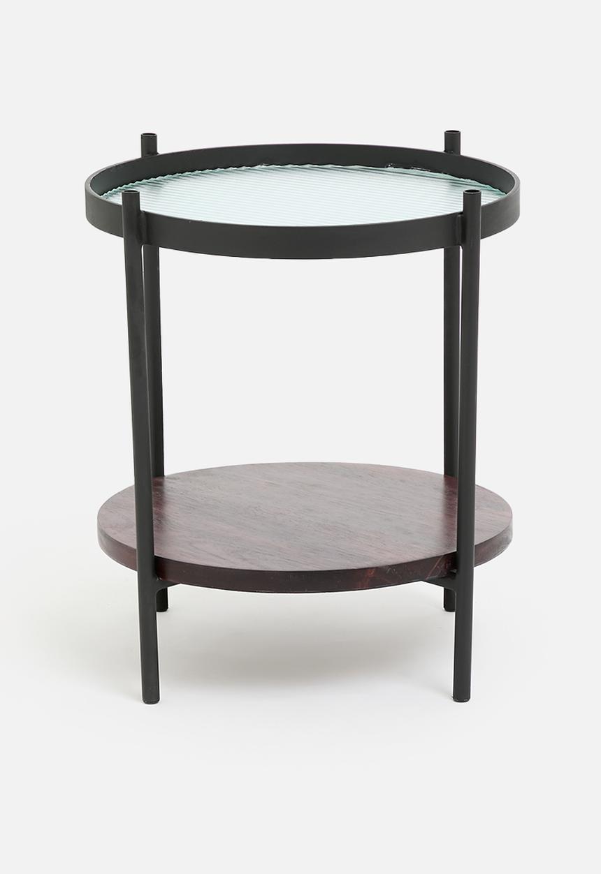 Native Decor - Fluted glass side table - black