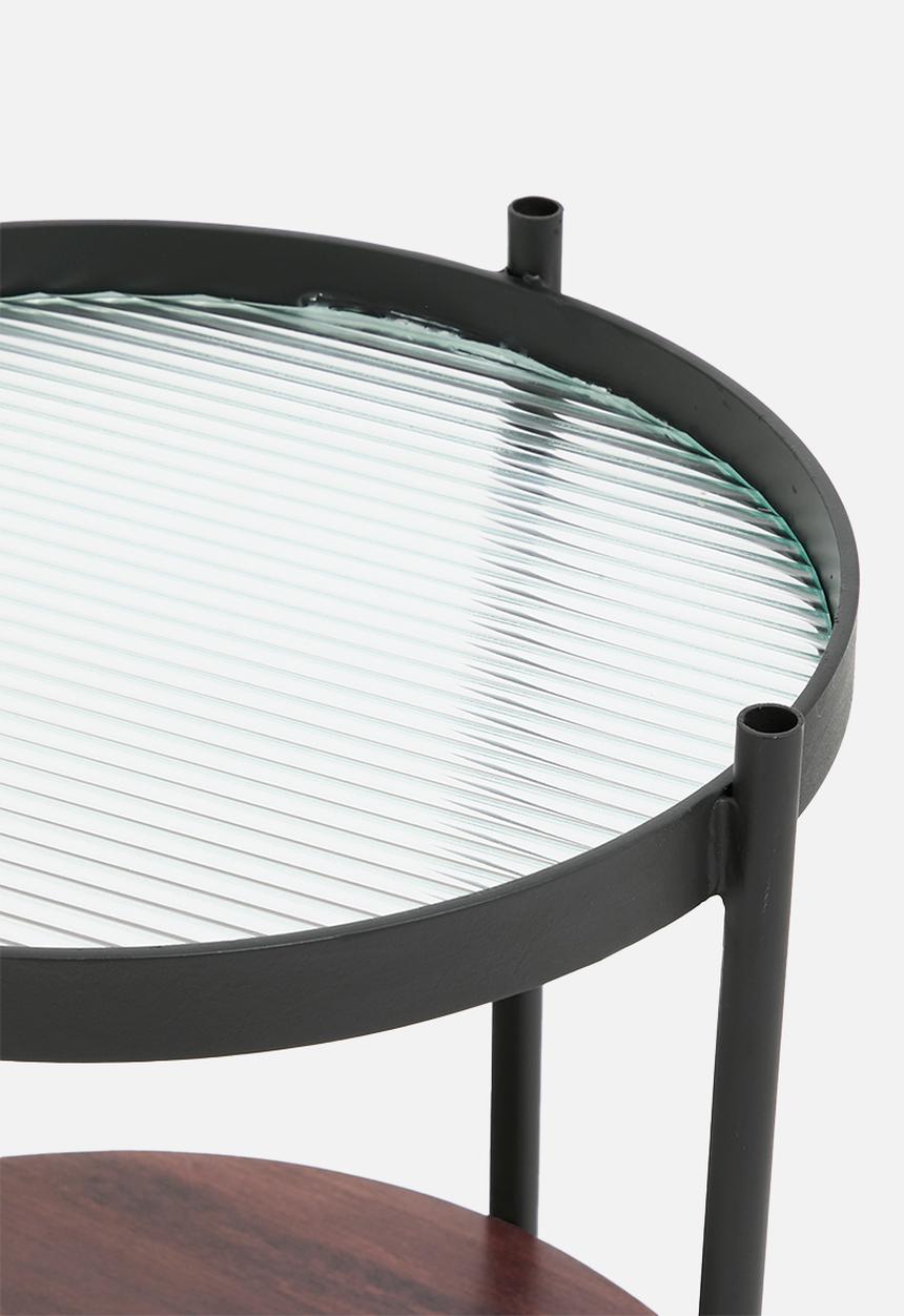 Native Decor - Fluted glass side table - black