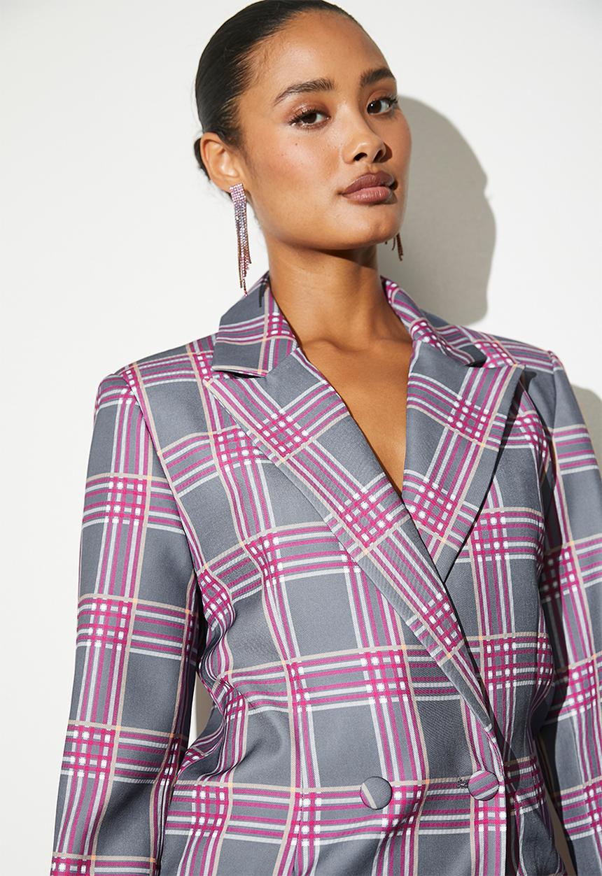 VELVET - Co-ord printed blazer - gothic check
