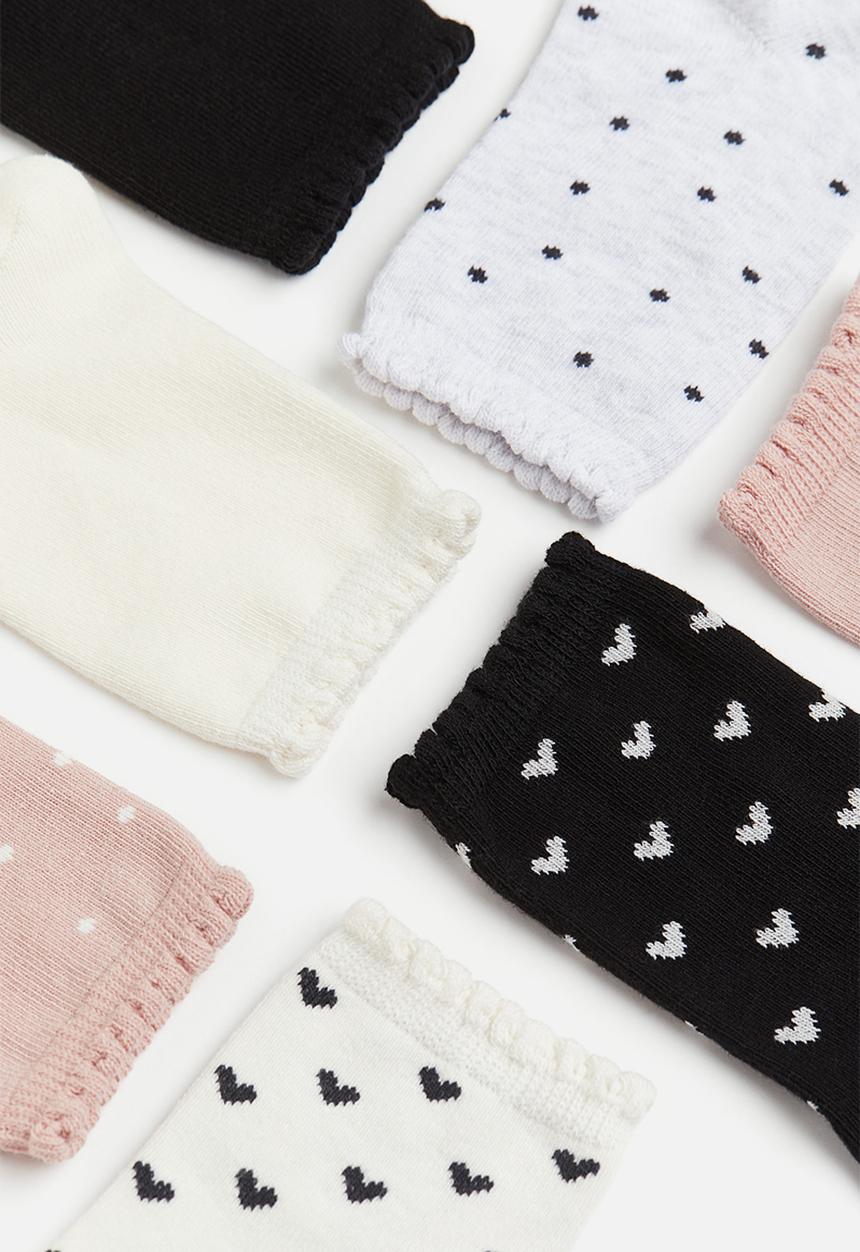 H&M - 7 pack socks - black hearts 