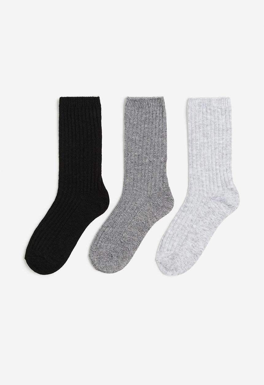 H&M - 3-pack socks - black/grey/light grey