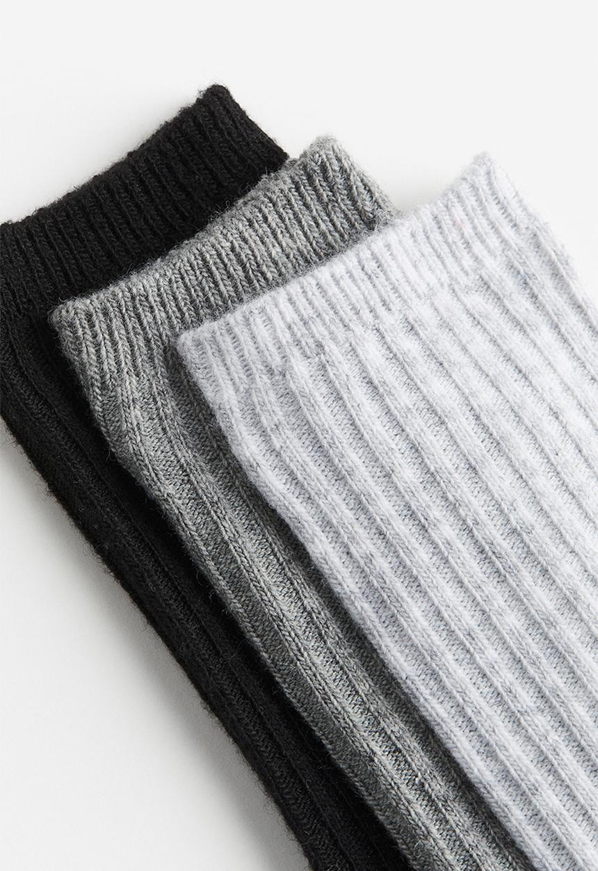 H&M - 3-pack socks - black/grey/light grey