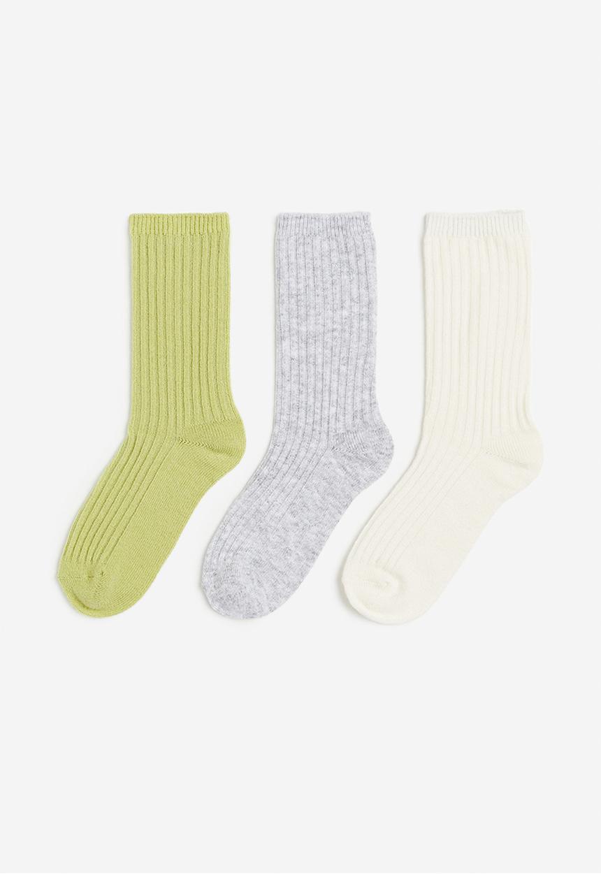 H&M - 3-pack socks - lime green/grey marl