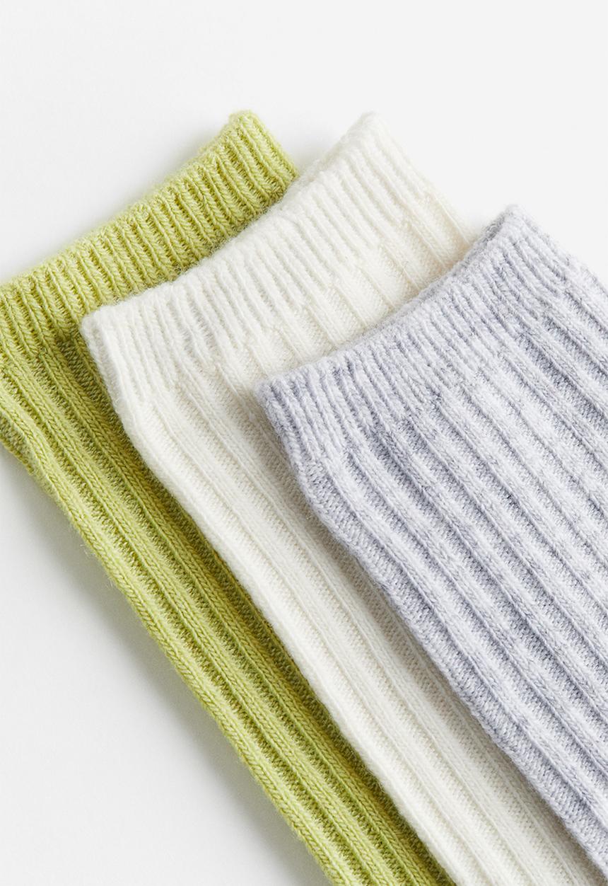 H&M - 3-pack socks - lime green/grey marl