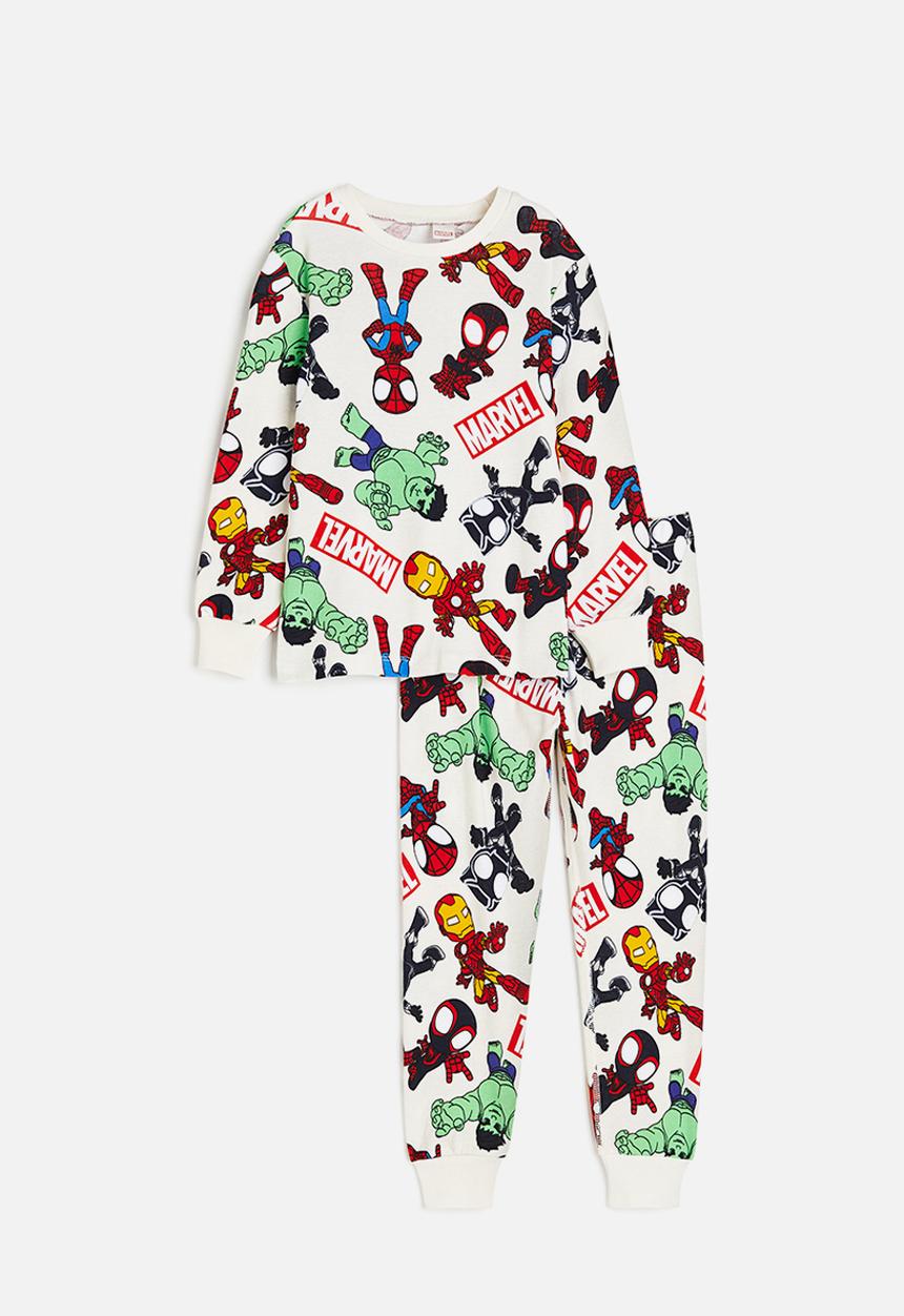 H&M - Printed pyjamas - natural white marvel comics