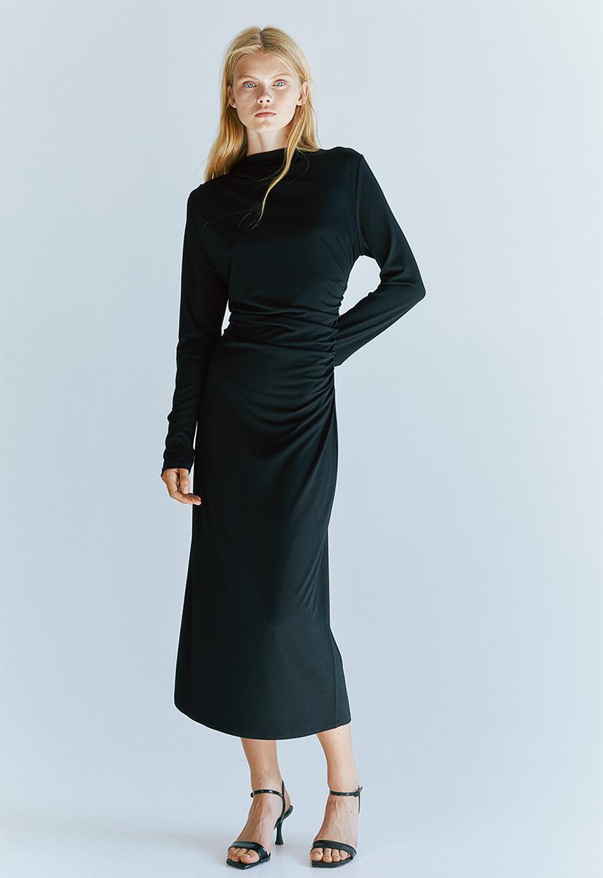 H&M - Draped jersey dress - black