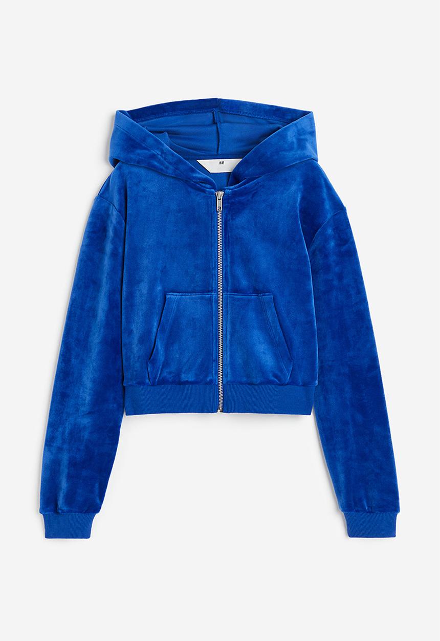 H&M - Velour zip-through hoodie - bright blue