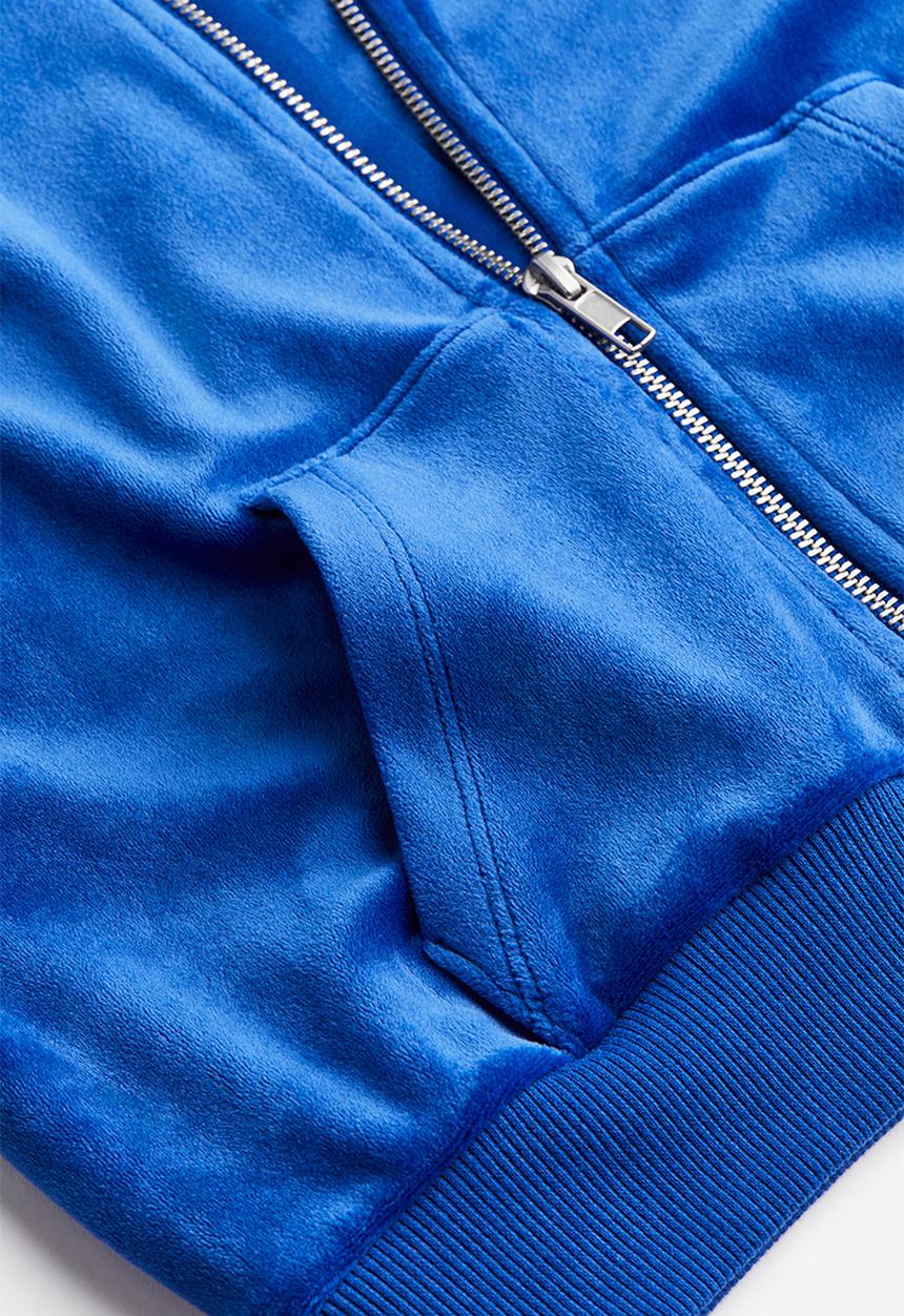 H&M - Velour zip-through hoodie - bright blue
