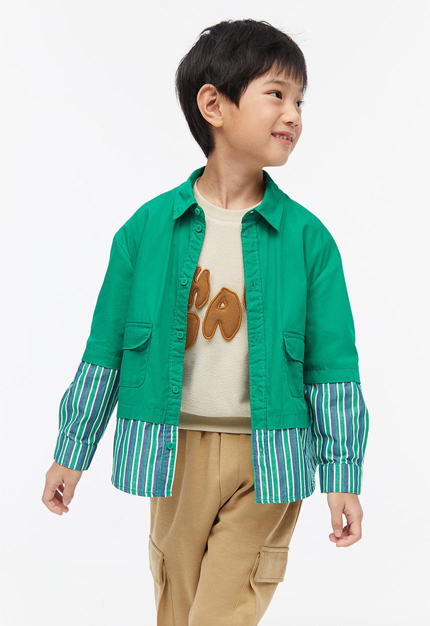 H&M - Oversized poplin overshirt - green striped