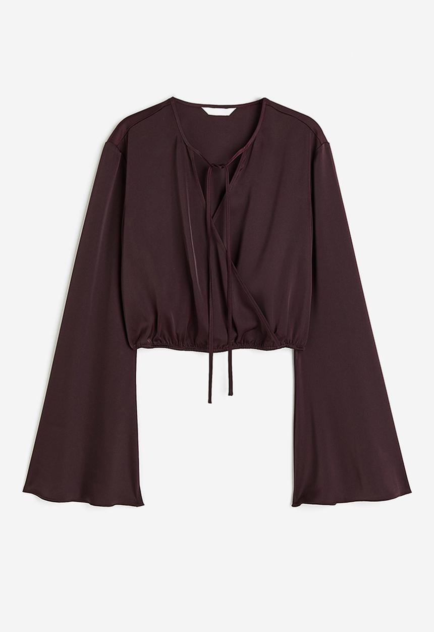H&M - Cropped wrap blouse - burgundy