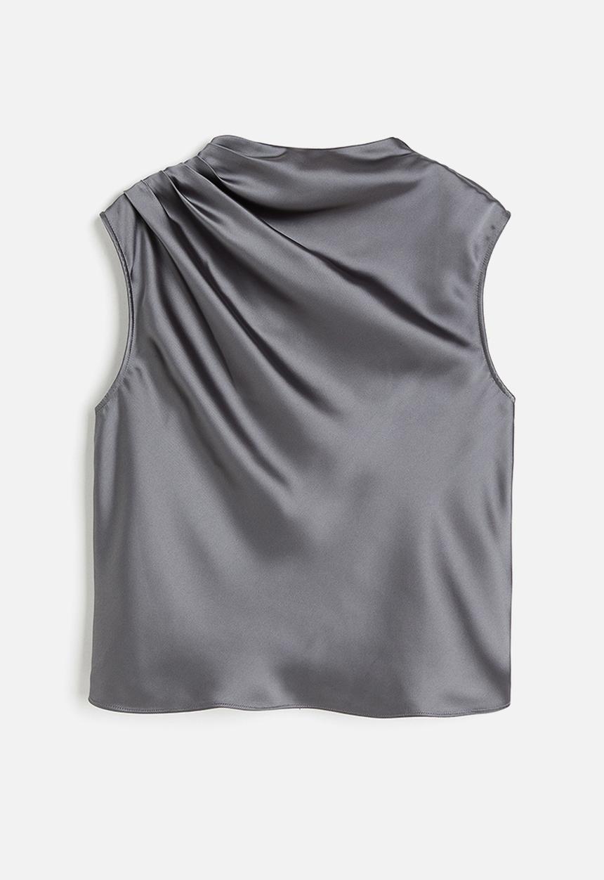 H&M - Draped satin blouse - grey
