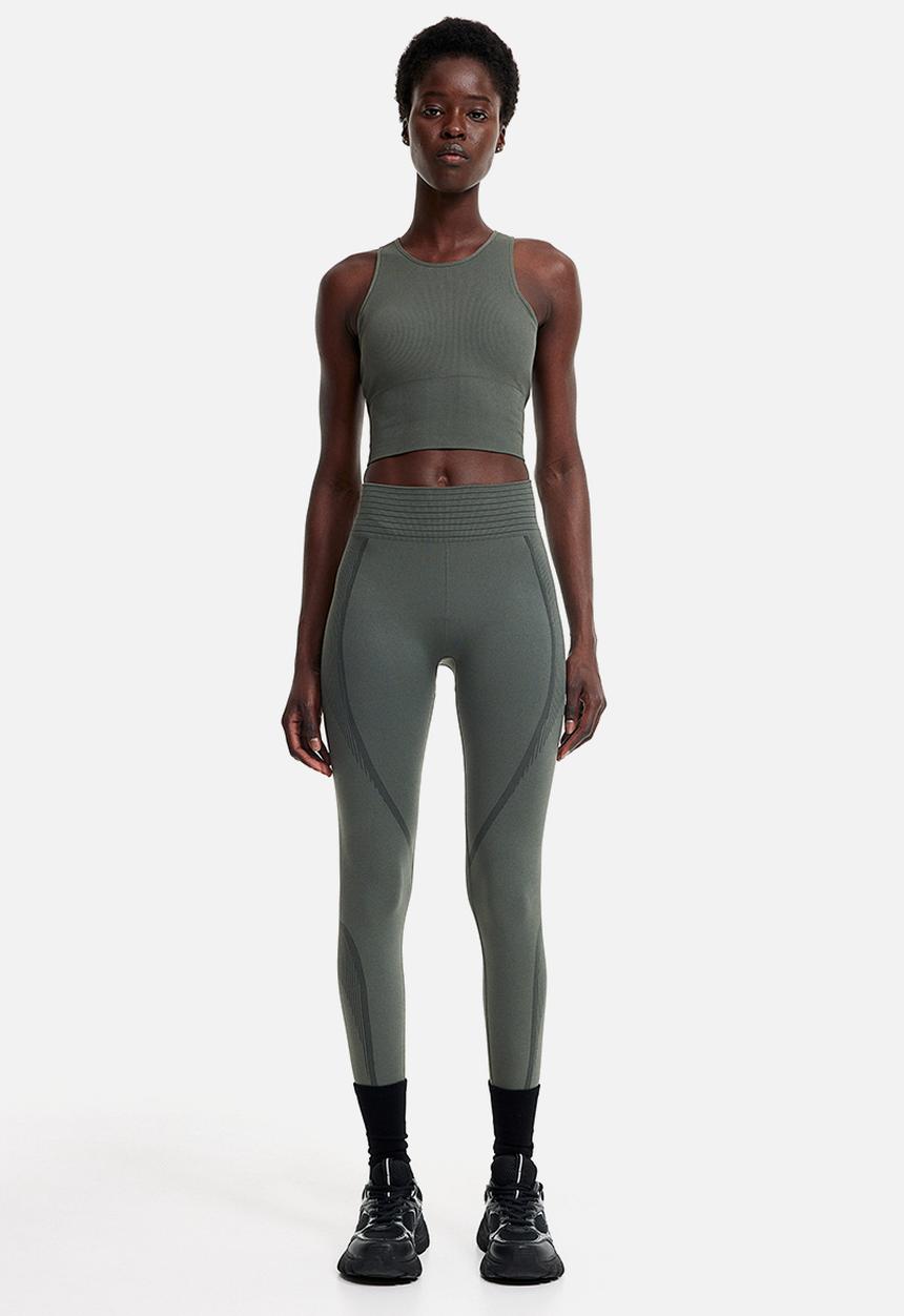 H&M - Drymove™ seamless shaping sports tights - dark sage green
