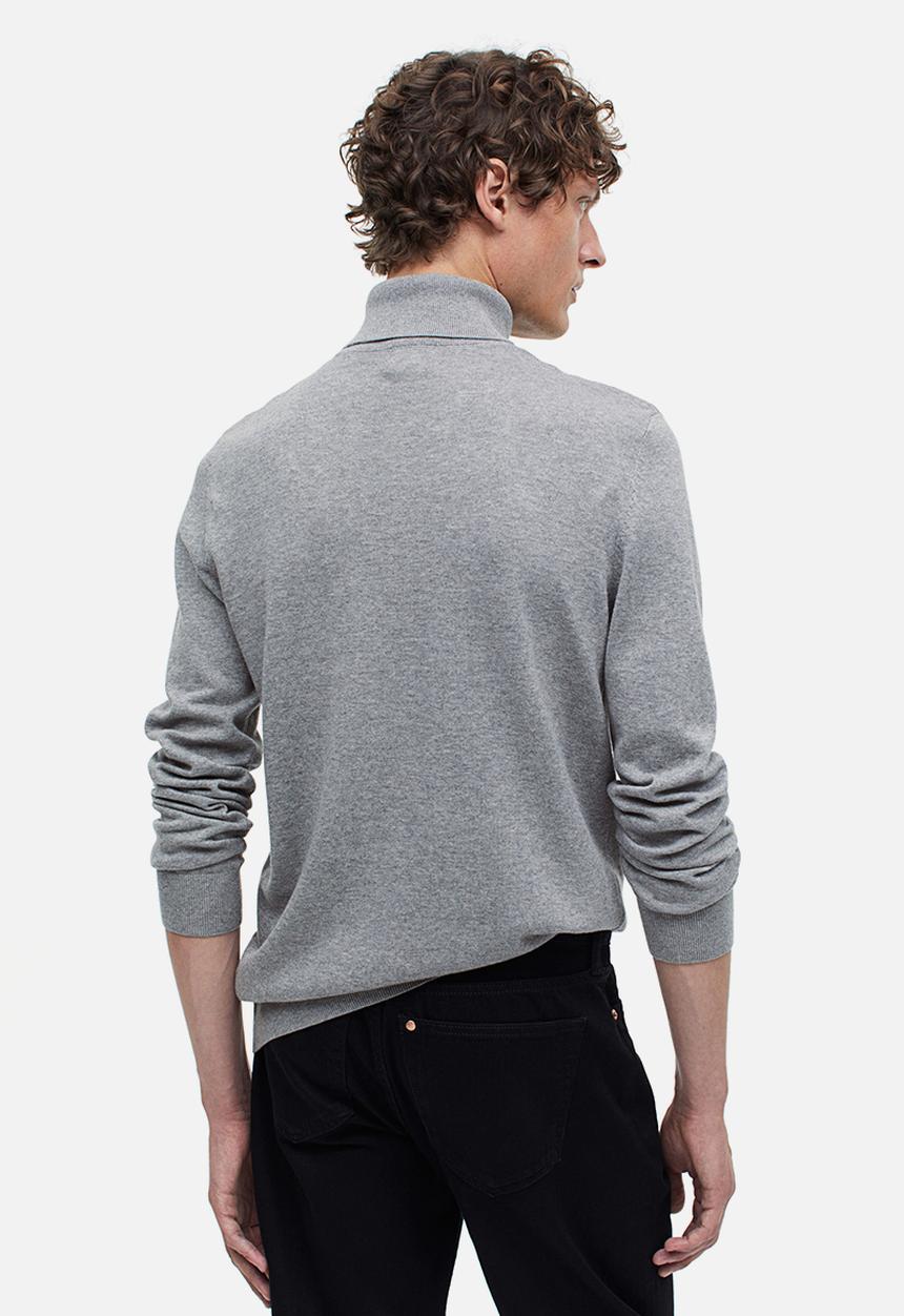 H&M - Slim fit fine-knit polo-neck jumper - grey marl
