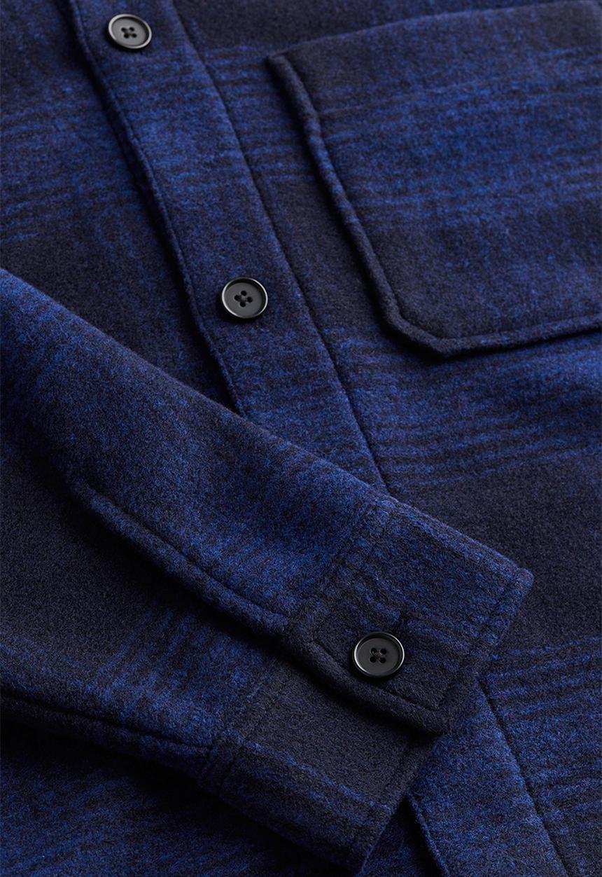 H&M - Relaxed fit overshirt - dark blue/checked