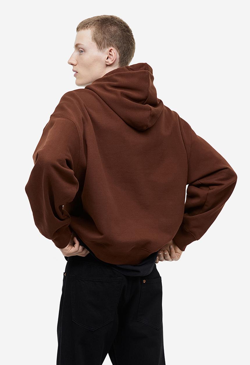 H&M - Oversized fit cotton hoodie - brown