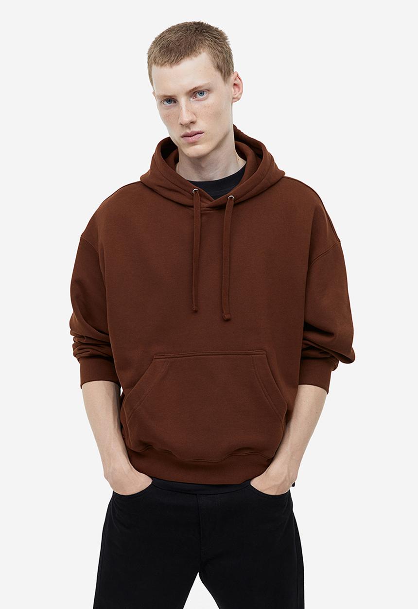 H&M - Oversized fit cotton hoodie - brown