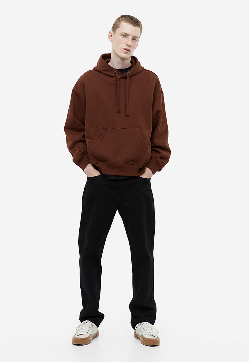 H&M - Oversized fit cotton hoodie - brown