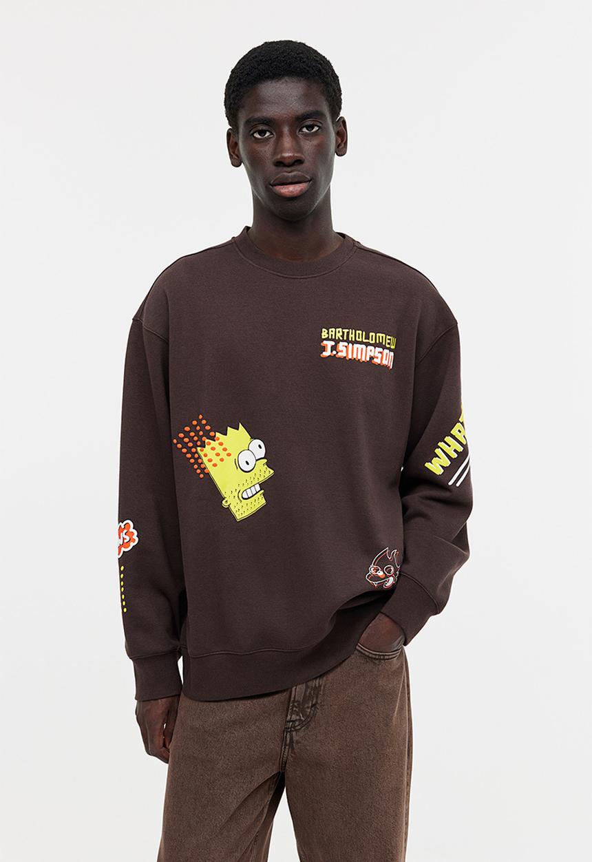 H&M - Loose fit sweatshirt - dark brown/the simpsons