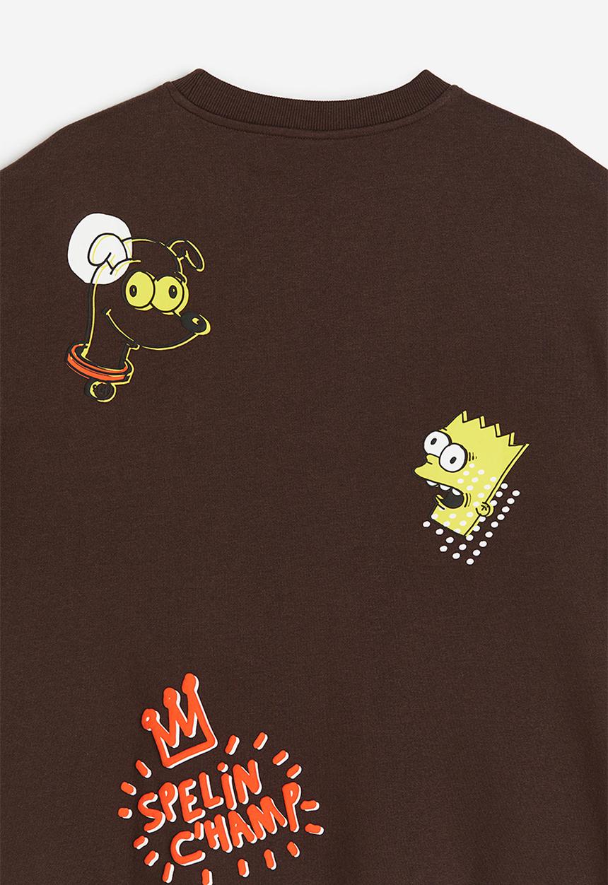 H&M - Loose fit sweatshirt - dark brown/the simpsons