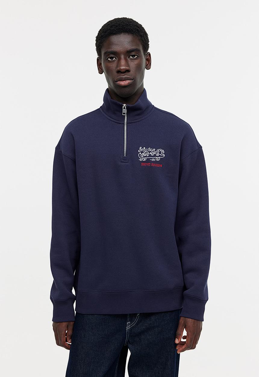 H&M - Relaxed fit zip-top sweatshirt - dark blue/keith haring