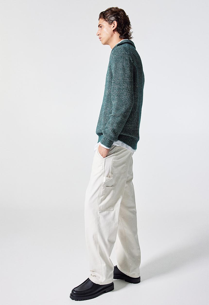 H&M - Regular fit zip-through cardigan - dark green marl 