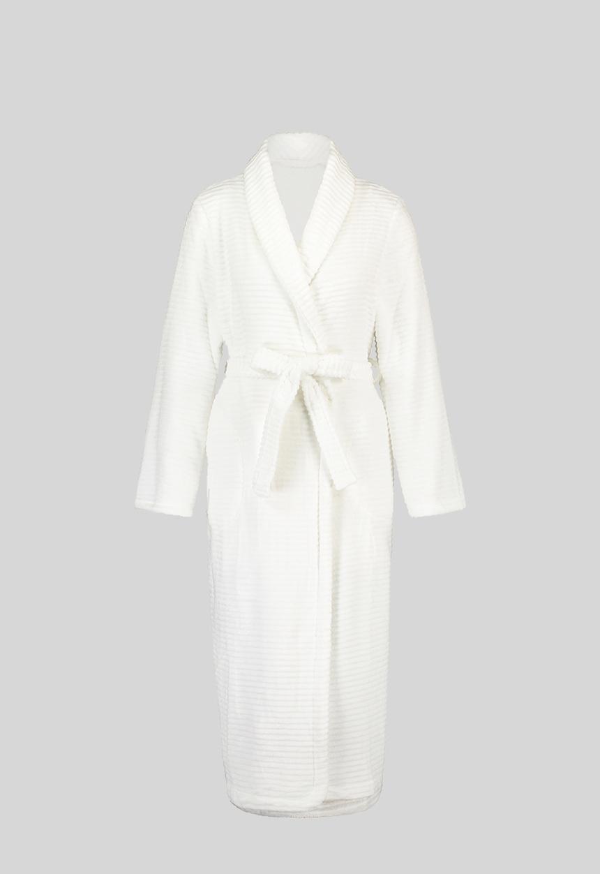 Hunkemoller - Robe Long Fleece Rib - off white