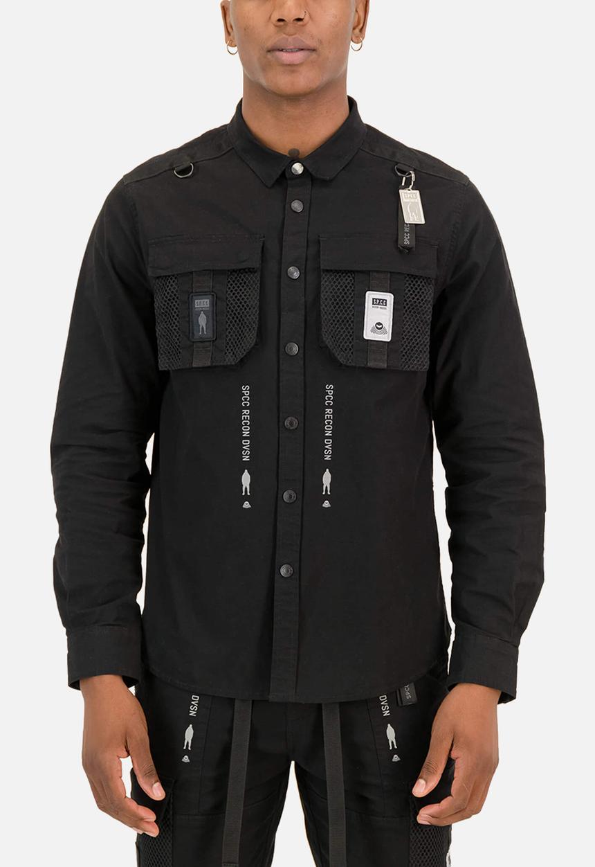 S.P.C.C - Recon nocturne fashion regular fit woven shirts - black