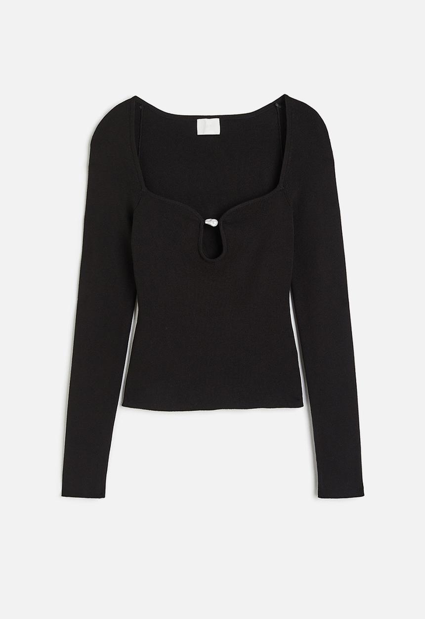 H&M - Bead-detail top - black