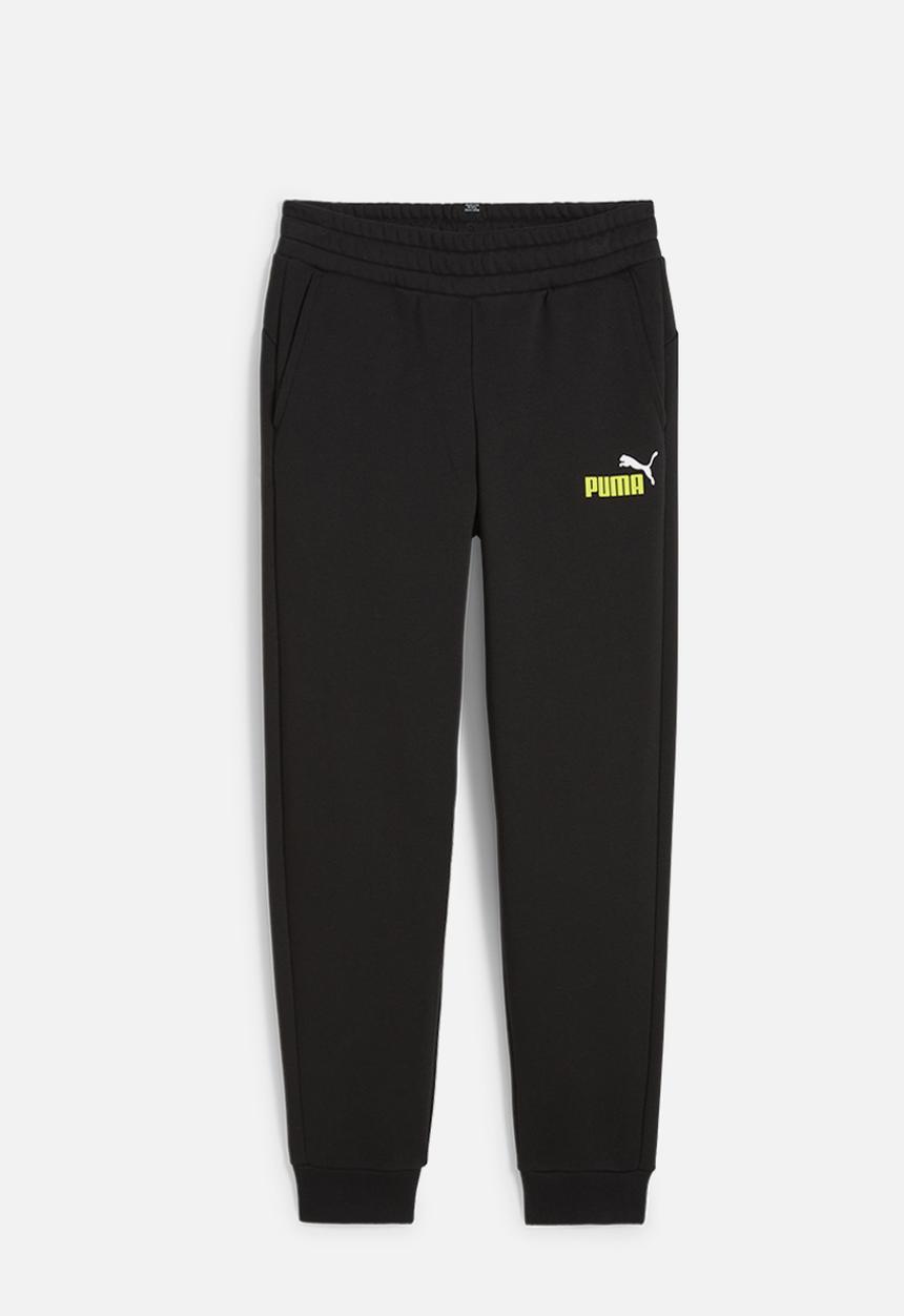PUMA - Ess+ 2 col logo pants tr cl b - puma black-lime sheen