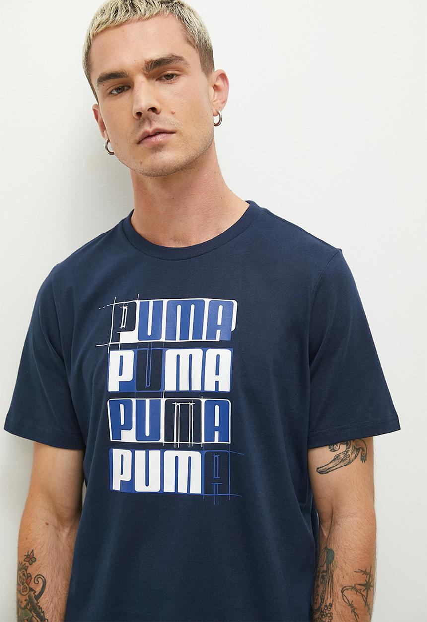 PUMA - ESS+ LOGO LAB Tee  -Club Navy