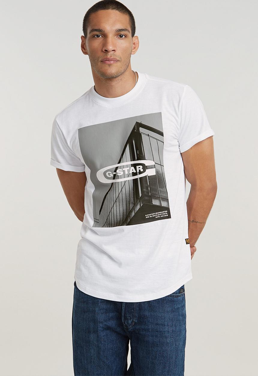 G-STAR - HQ oldskool logo lash r tCompact slub jersey o - white