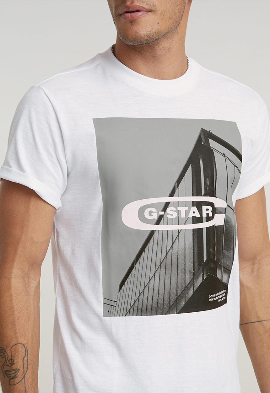 G-STAR - HQ oldskool logo lash r tCompact slub jersey o - white
