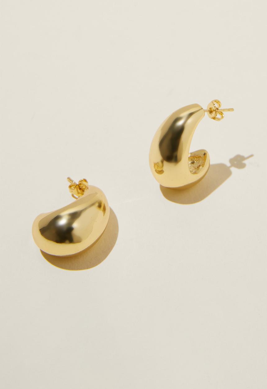 Rubi - Mid charm earring- gold plated tear drop stud