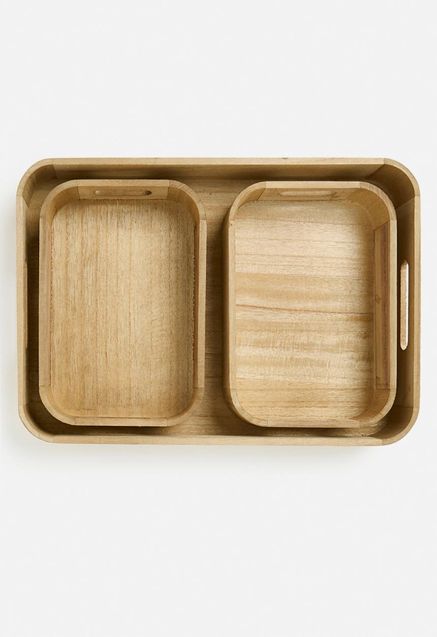 H&S - Niko nesting tray set of 3 - brown
