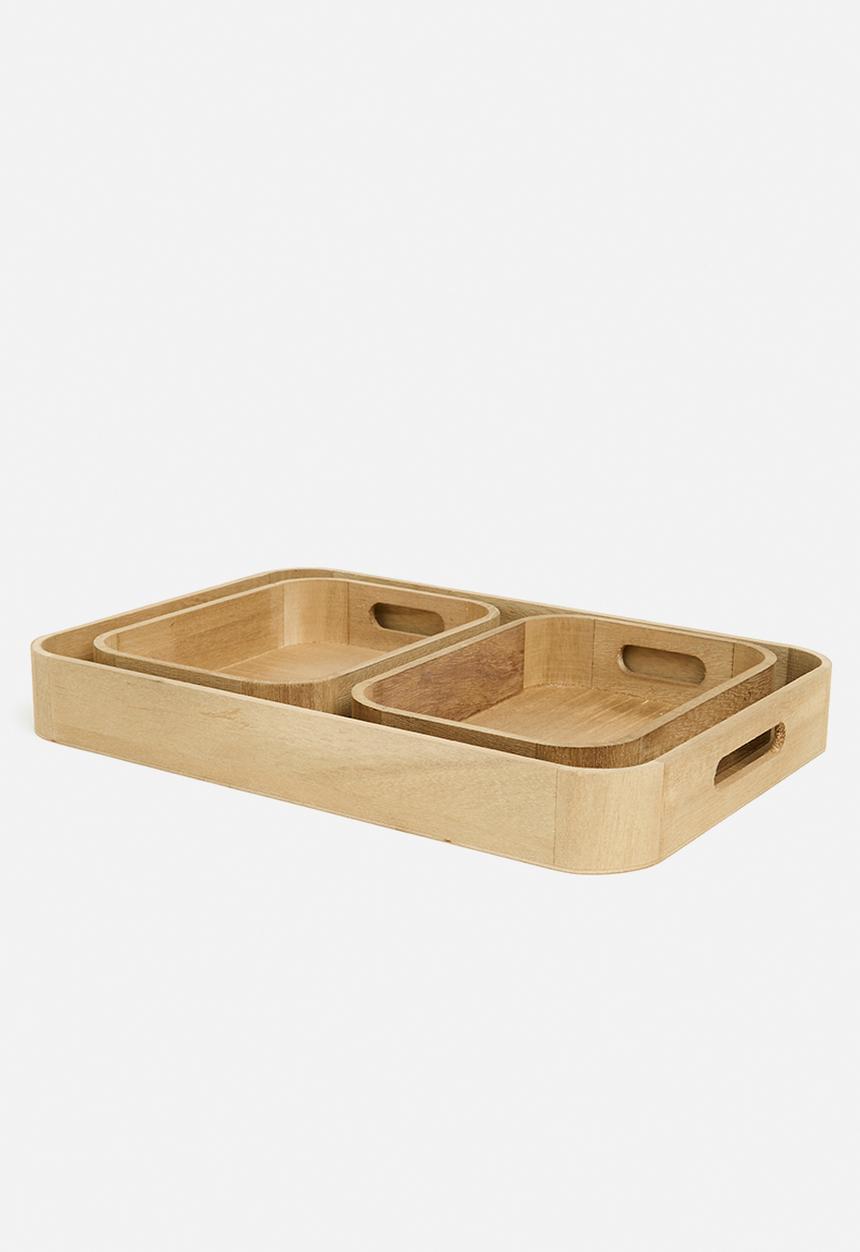 H&S - Niko nesting tray set of 3 - brown