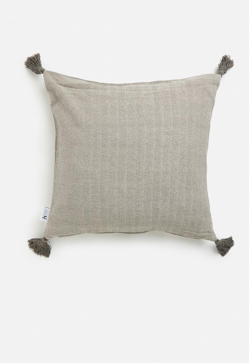 Sixth Floor - Herringbone cushion cover 60x60- Charcoal