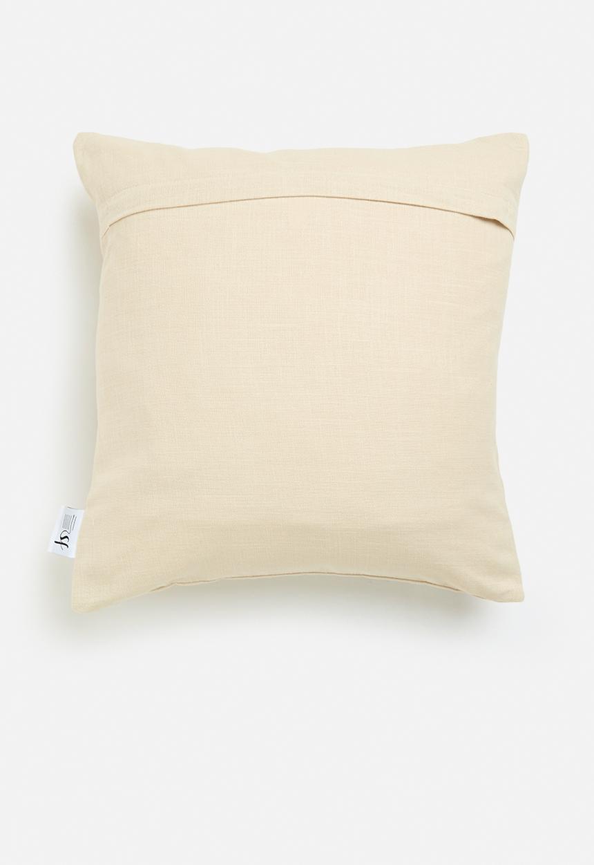 Sixth Floor - Patch embroidered cushion cover- Natural