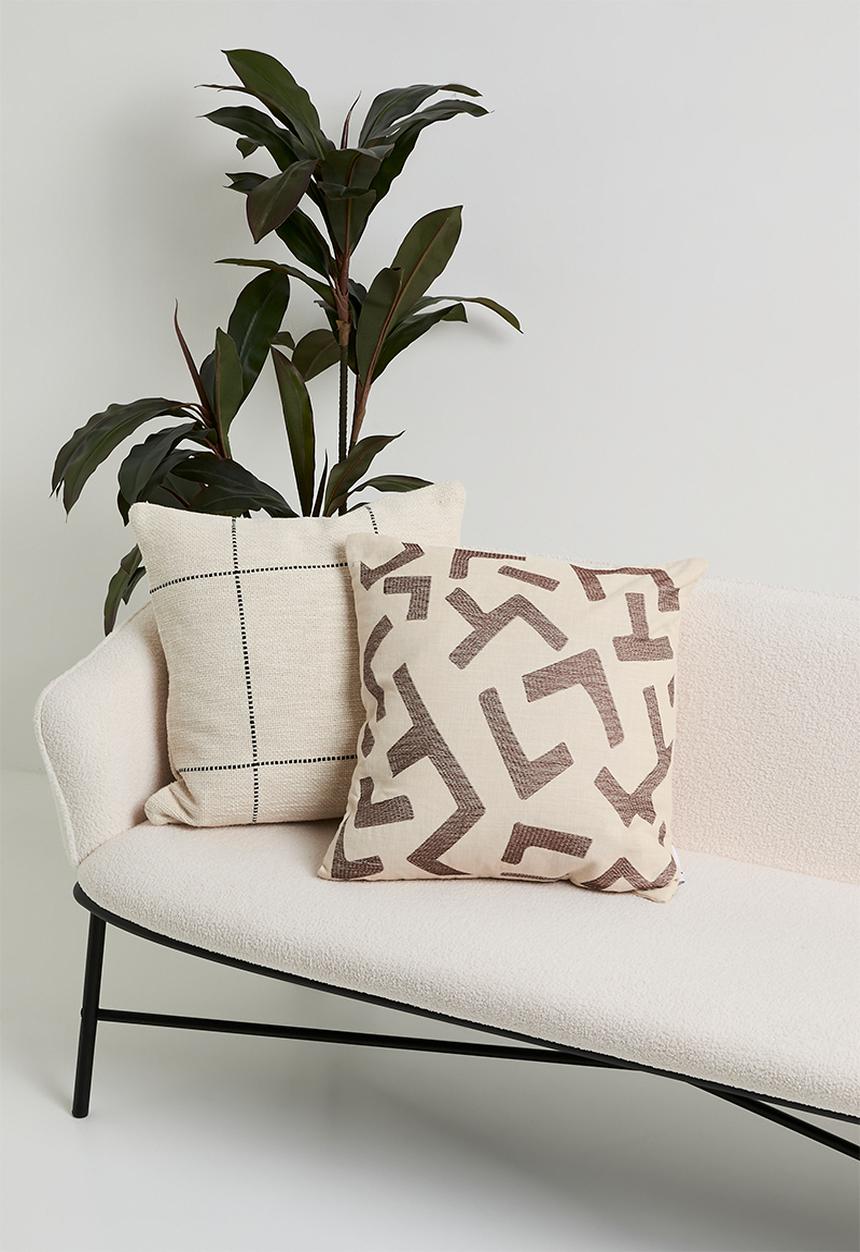 Sixth Floor - Patch embroidered cushion cover- Natural