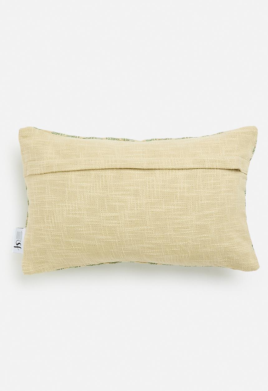 Sixth Floor - Fern embroidered cushion cover - green