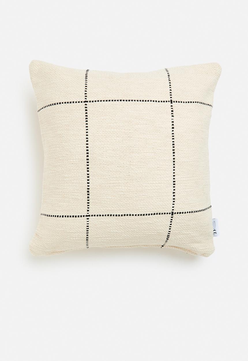 Sixth Floor - Check block cushion cover - natural 