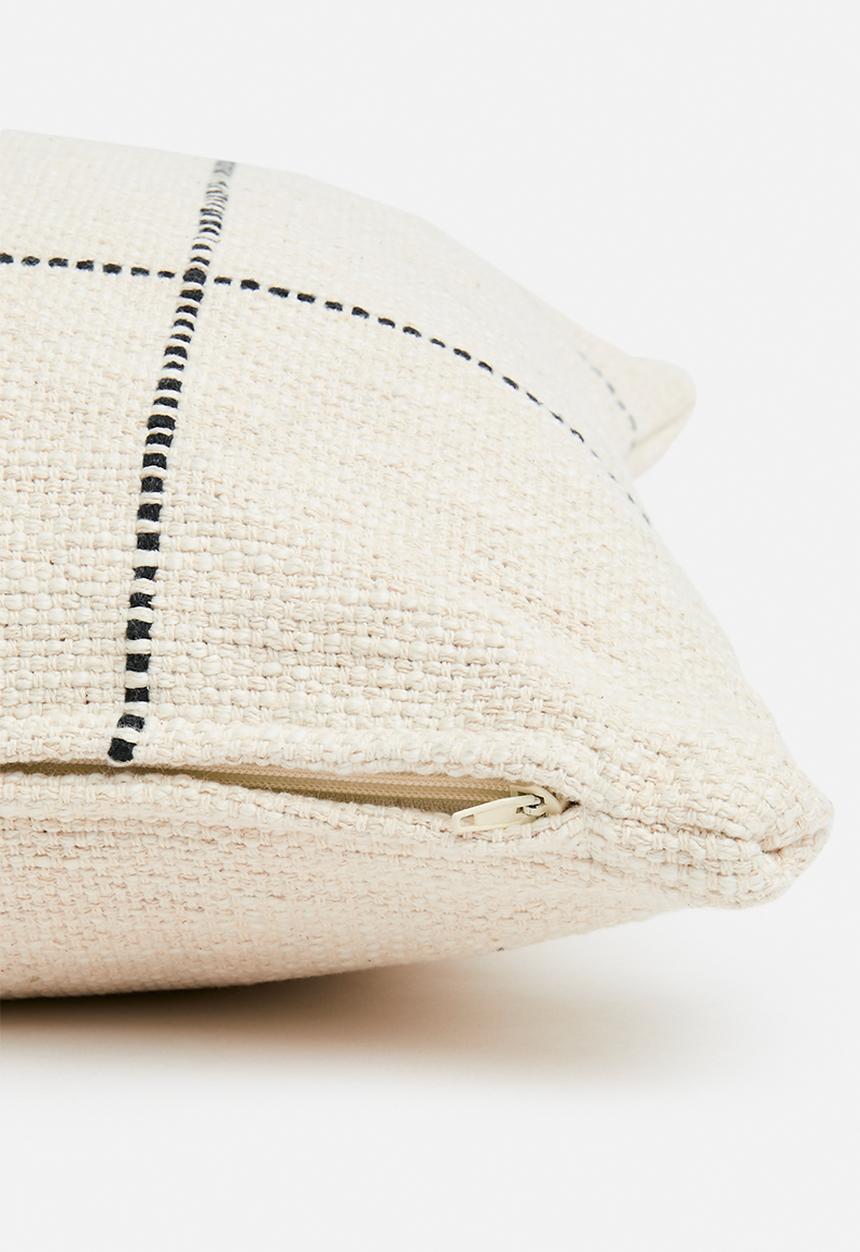 Sixth Floor - Check block cushion cover - natural 