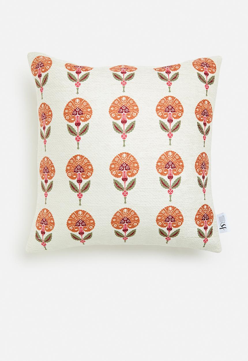 Sixth Floor - Dalia cushion cover- neutral & orange 
