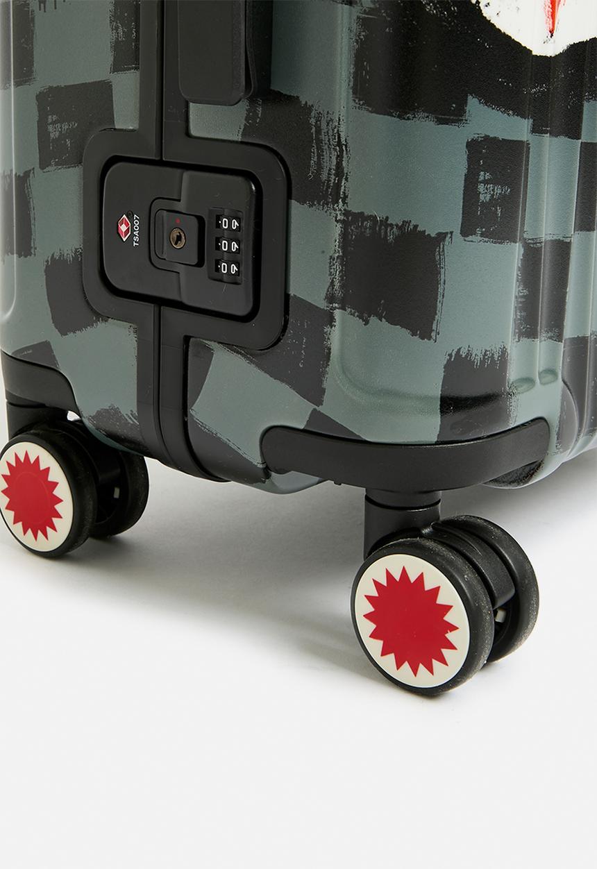 Sprayground - Sharks in paris painted grey carry on luggage - black