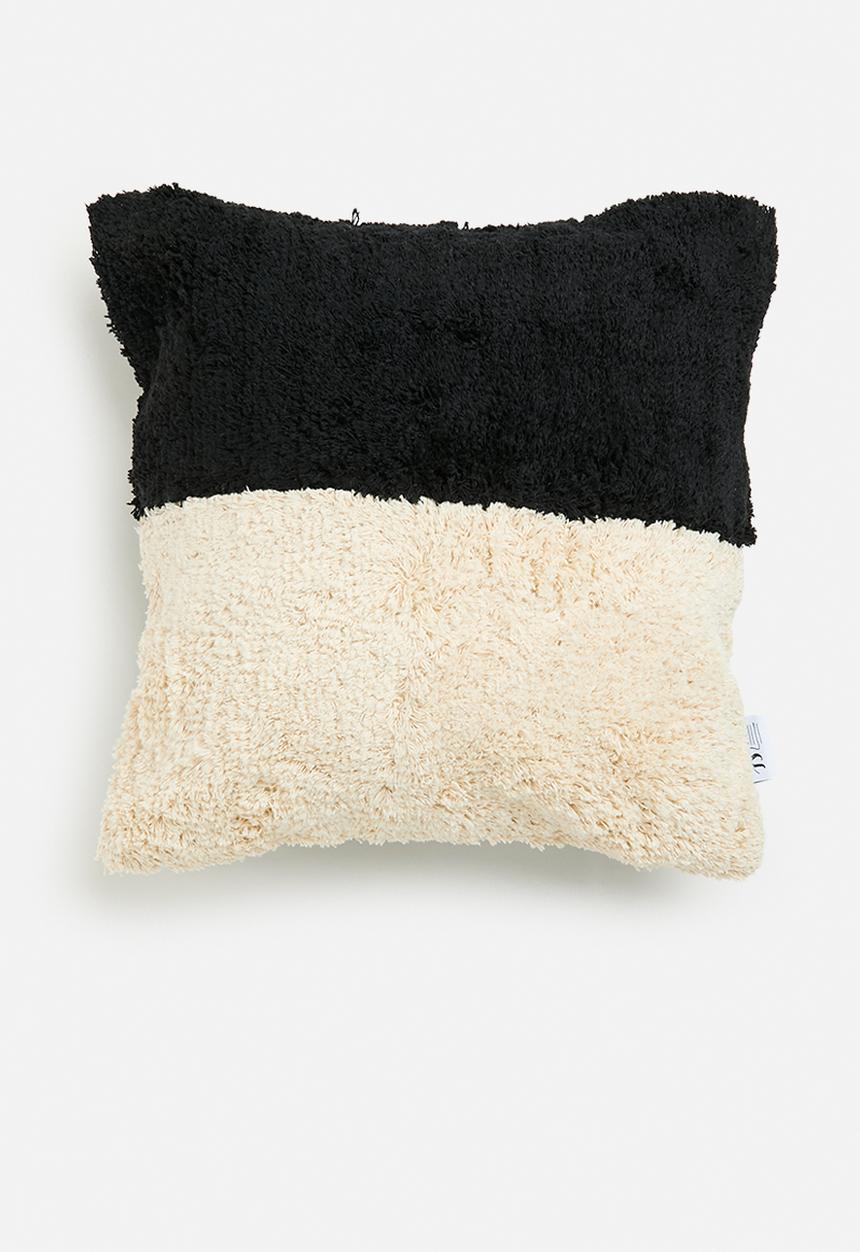 Sixth Floor - Block Tuft cushion cover- Black & Natural