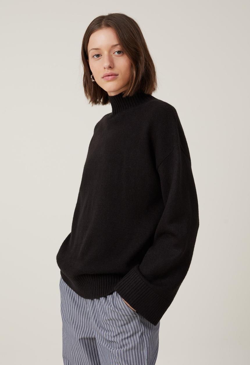Cotton On - Luxe Mock Neck - Black