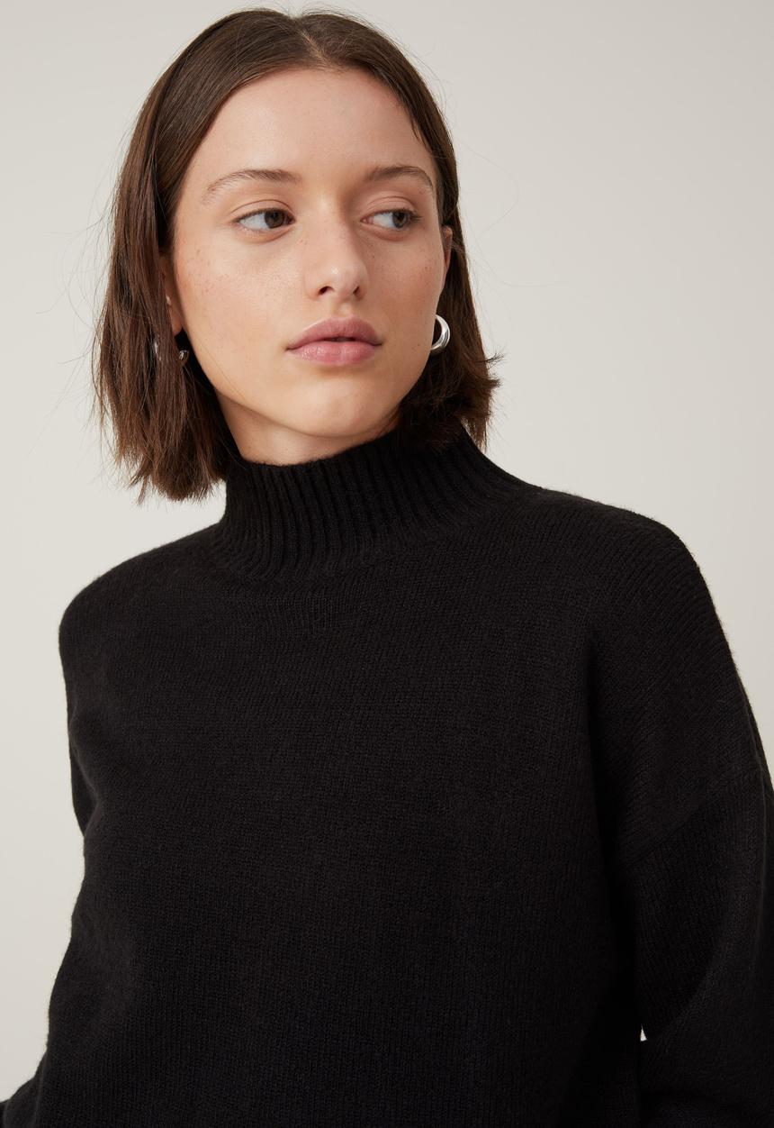 Cotton On - Luxe Mock Neck - Black