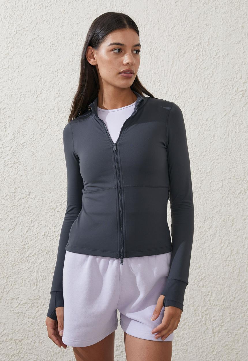 Cotton On - Active Core Zip Through Long Sleeve - Element Blue